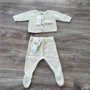 Cozy Cream Knit Baby two Piece Set Zara size 0-1month